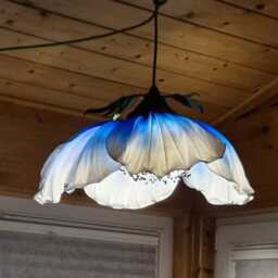 Pendant Lamp in The Form Of A Blue & White Poppy, Chandelier Fairy Poppy Flower - thumbnail 2