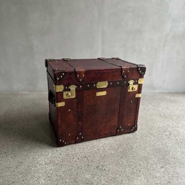 Handmade Leather Trunk - English Vintage Style Storage Chest, Coffee Table Box - image 1