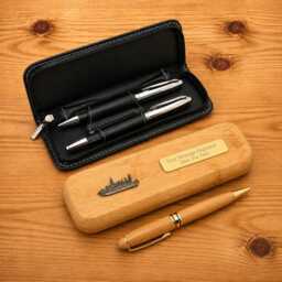 Boats & Vessels Luxury Wooden Or Leatherette Pen Case With Matching Free Engraving Nautical Ships Rowing Gift - thumbnail 1