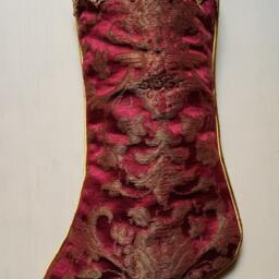 Luxury Christmas Stocking Cardinal & Gold Silk Jacquard Rubelli Fabric Les Indes Galantes Pattern - Made in Italy - thumbnail 2