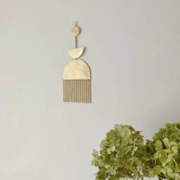 Brass Gold Wall Hanging. Minimalist Modern Sculpture. Moon Decor - thumbnail 2