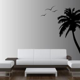 Palm Coconut Tree Wall Decal With Seagull Birds 1107 - 8 Feet Tall - thumbnail 2