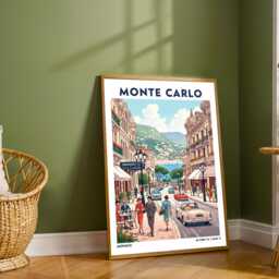 Monte Carlo Monaco Streets Travel Poster - Vintage Illustration Wall Art Print Gift - thumbnail 2
