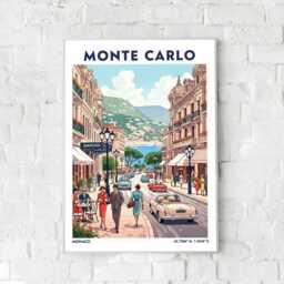 Monte Carlo Monaco Streets Travel Poster - Vintage Illustration Wall Art Print Gift - thumbnail 3
