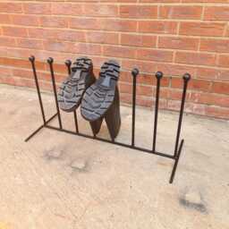 Handmade 4 Pair Wellington Boot Welly Rack Stand Storage Black Wrought Iron Steel Metal Welded Free Standing - thumbnail 2