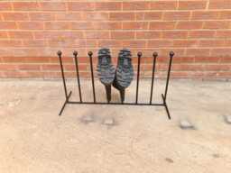 Handmade 4 Pair Wellington Boot Welly Rack Stand Storage Black Wrought Iron Steel Metal Welded Free Standing - thumbnail 1
