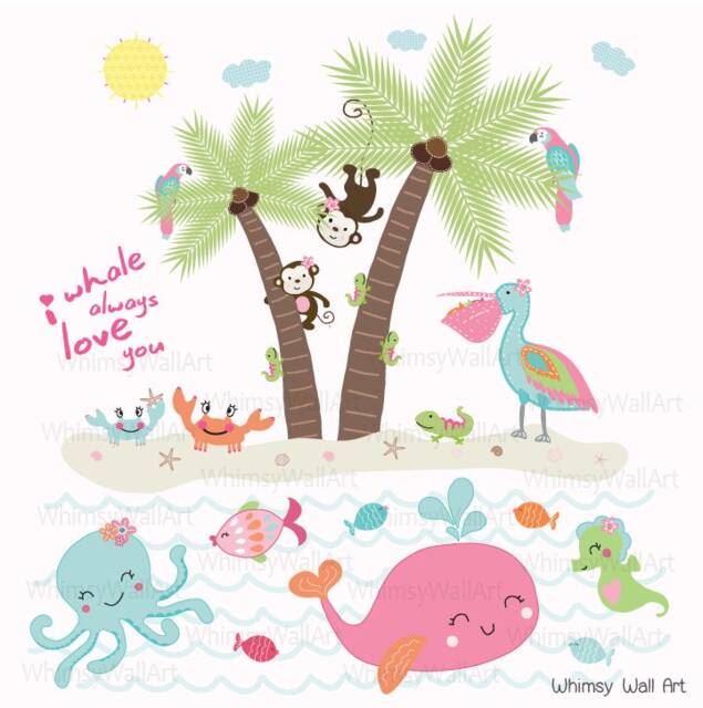 Under The Sea, Ocean Life, Whale, Beach, Decals - Vinyl Wall Art