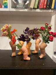 Planter Doll Leg - Baby Leg Planter With Flower, Macabre Homeware Sold Individually, Comes Fake Plant, Gift For Her - thumbnail 1