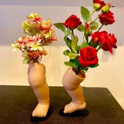 Planter Doll Leg - Baby Leg Planter With Flower, Macabre Homeware Sold Individually, Comes Fake Plant, Gift For Her - thumbnail 3
