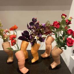 Planter Doll Leg - Baby Leg Planter With Flower, Macabre Homeware Sold Individually, Comes Fake Plant, Gift For Her - thumbnail 2