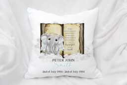Personalised Angel Elephant Memorial Cushion, Remembrance Gift, Baby Loss