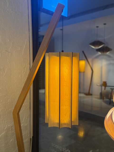 Floor Lamp - Minimalist Oak Handmade Wooden Standing With Natural Knot Veneer Shade For Modern Living Room - image 1