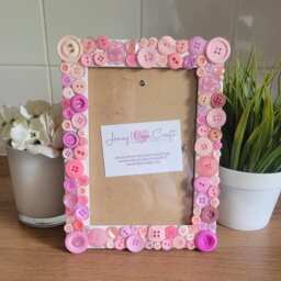 Pink Recycled Acrylic Button Photo Frame 5 X 7 Inches