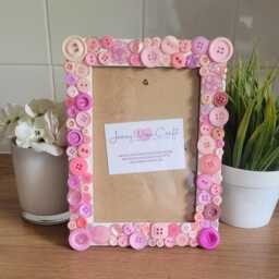 Pink Recycled Acrylic Button Photo Frame 5 X 7 Inches - thumbnail 4