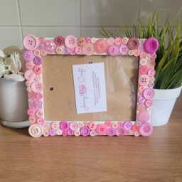 Pink Recycled Acrylic Button Photo Frame 5 X 7 Inches - thumbnail 2