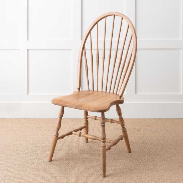 Modern Farmhouse Windsor High Back Dining Chair - Solid Wood Kitchen in Natural Finish, Rustic Vintage Country Style - image 1