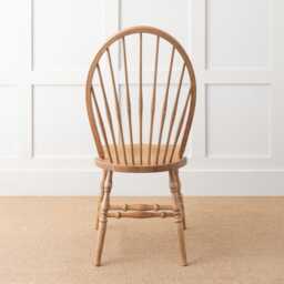 Modern Farmhouse Windsor High Back Dining Chair - Solid Wood Kitchen in Natural Finish, Rustic Vintage Country Style - thumbnail 3
