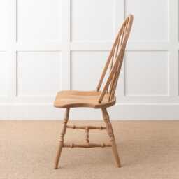 Modern Farmhouse Windsor High Back Dining Chair - Solid Wood Kitchen in Natural Finish, Rustic Vintage Country Style - thumbnail 2