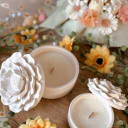 Handmade Camellia Jar Candle in Jesmonite & Refillable Wax - thumbnail 2