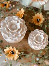 Handmade Camellia Jar Candle in Jesmonite & Refillable Wax - thumbnail 1