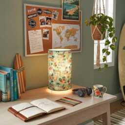 Hawaiian Surf-Themed Tube Lamp With Turquoise Palm Tree Design - A Fun Christmas/Birthday Gift Idea & Decoration - thumbnail 2