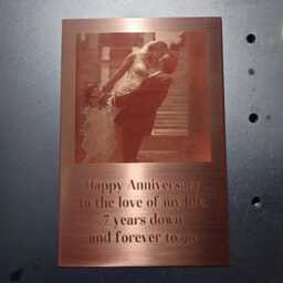 Laser Engraved Photo Conversion Copper Metal Plaque. Announcement Card. Wedding Anniversary Gift. Family Christmas Memory - thumbnail 2