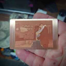 Laser Engraved Photo Conversion Copper Metal Plaque. Announcement Card. Wedding Anniversary Gift. Family Christmas Memory - thumbnail 3