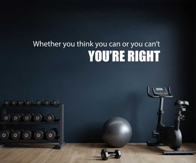 Inspirational Exercise Quote, Whether You Think Can Or Can't You're Right. Gym Wall Decal, Classroom Decal - image 1