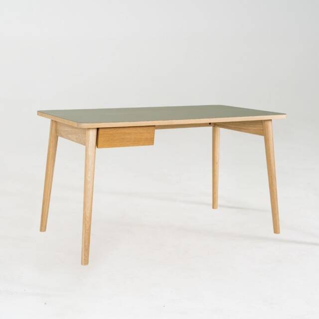 Solid Oak Wood Desk Linoleum Top, Modern Home Office - image 1
