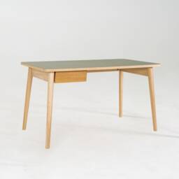 Solid Oak Wood Desk Linoleum Top, Modern Home Office