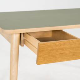 Solid Oak Wood Desk Linoleum Top, Modern Home Office - thumbnail 4