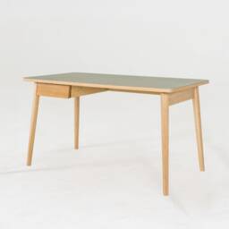 Solid Oak Wood Desk Linoleum Top, Modern Home Office - thumbnail 3