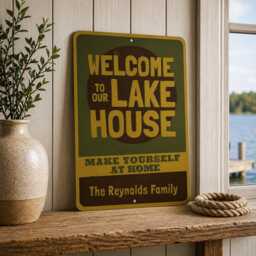 Personalized Lake House Metal Sign, Custom Decor, Welcome Cabin Wall Art, Nautical Decor Gift - thumbnail 1