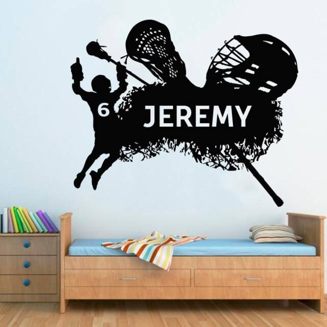 Personalized Lacrosse Player Wall Decal Custom Name Vinyl Sticker 1027 - image 1