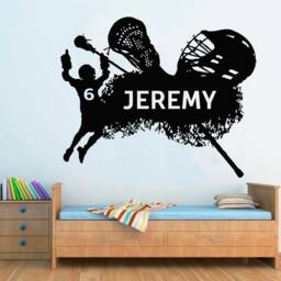 Personalized Lacrosse Player Wall Decal Custom Name Vinyl Sticker 1027 - thumbnail 1