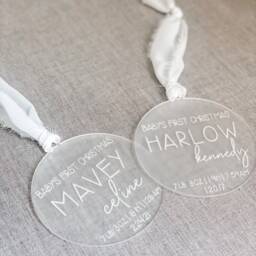 Baby Stat Frosted Acrylic Christmas Ornament, Personalized Baby's First Newborn New - thumbnail 2