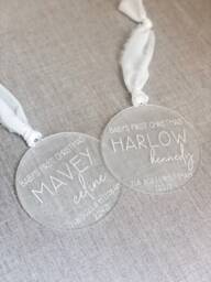 Baby Stat Frosted Acrylic Christmas Ornament, Personalized Baby's First Newborn New - thumbnail 1