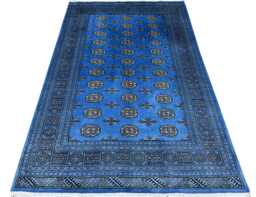 5x8 Sapphire Blue Bokhara Rug - 1.50x2.50 Table Wool Living Room Hand Knotted Area Washable - thumbnail 1