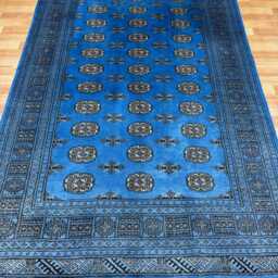 5x8 Sapphire Blue Bokhara Rug - 1.50x2.50 Table Wool Living Room Hand Knotted Area Washable - thumbnail 2