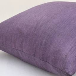Handmade Organic Cotton Ikat Pillow Cover, 20x20 Purple Cushion - thumbnail 4
