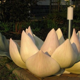 Garden Sculpture Outdoor Lotus Art Decoration Lighting Decor Cement - thumbnail 2
