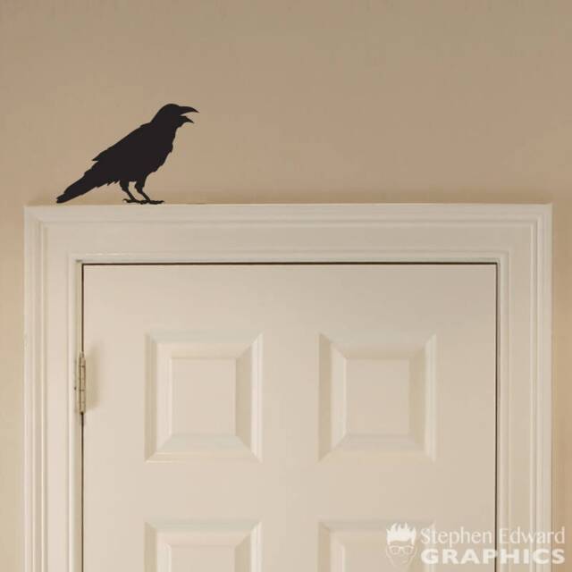 Crow Decal - Halloween Vinyl Decor Raven Bird Wall Art - image 1