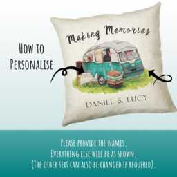 Personalised Caravan Camping Lovers Cushion Gift Shabby Chic Design For Motorhome Owners Enthusiasts Cs196 - thumbnail 3