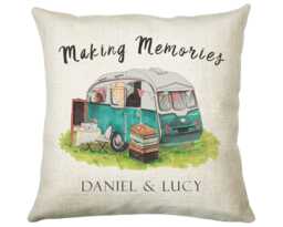 Personalised Caravan Camping Lovers Cushion Gift Shabby Chic Design For Motorhome Owners Enthusiasts Cs196 - thumbnail 1
