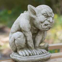 Gargoyle Grimace Stone Statue - Outdoor Gremlin Garden Ornament Sprite Sculpture - thumbnail 3