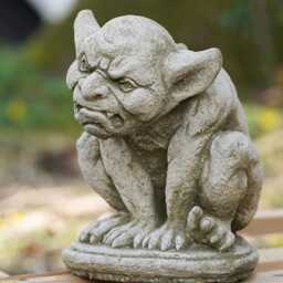 Gargoyle Grimace Stone Statue - Outdoor Gremlin Garden Ornament Sprite Sculpture - thumbnail 2
