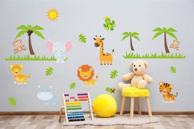 Jungle Animals Wall Stickers Decal Art Nursery Bedroom - image 1