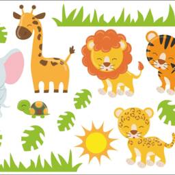 Jungle Animals Wall Stickers Decal Art Nursery Bedroom - thumbnail 3