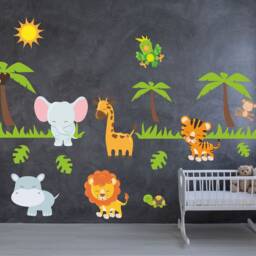Jungle Animals Wall Stickers Decal Art Nursery Bedroom - thumbnail 2