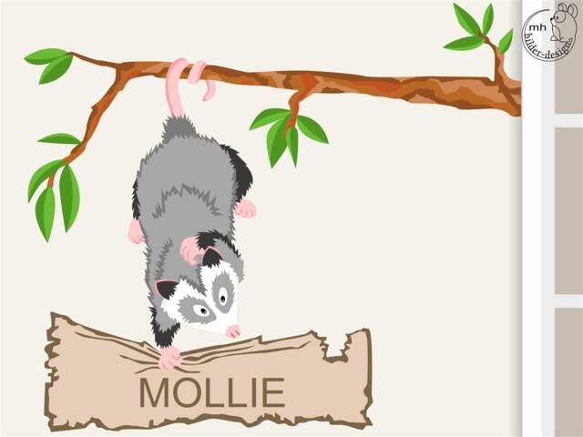 "Wall Sticker ""Opossum Door Sign" - image 1